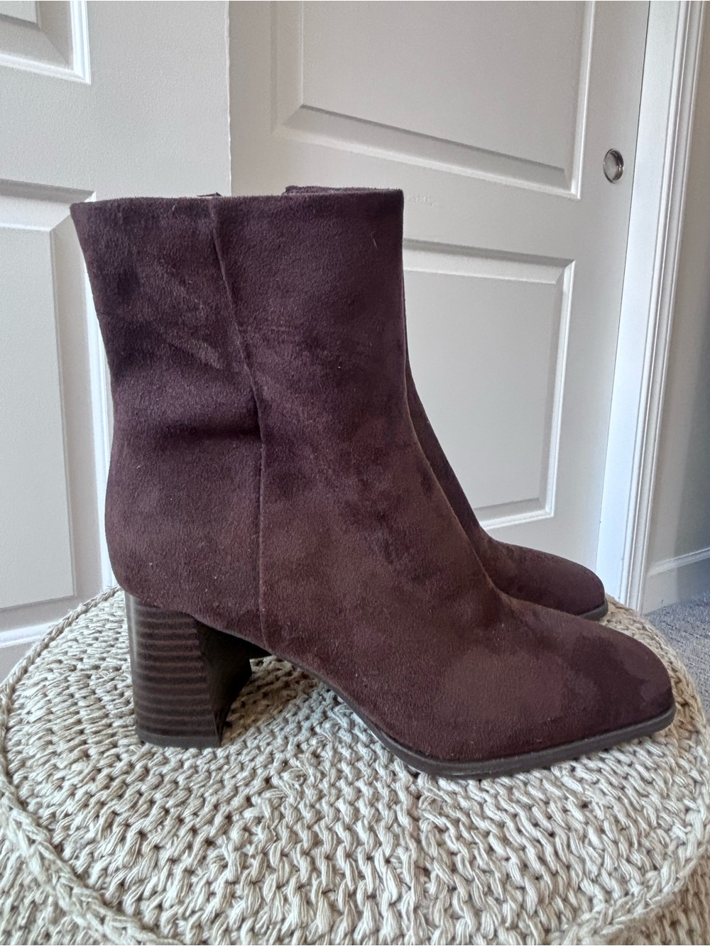 Nordstrom Brown Suede Block Heel Ankle Boots